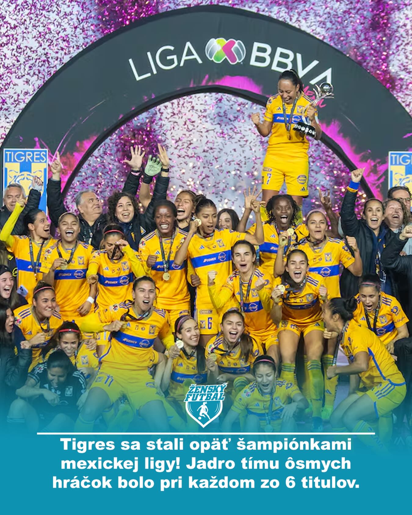 🐯🏆 AMAZONKY SÚ OPÄŤ KRÁĽOVNÉ!
Tigres Femenil získali 6. titul Ligy MX Femenil – vo finálovej odvete zdolali Club América 1:0 (celkovo 4:3). Rozhodla Diana Ordóñez, ktorá využila chybu obrany. Klub tak ešte viac utiekol konkurencii ako najúspešnejší tím súťaže. 

🔑 Kľúč k úspechu:
Dynastiu Tigres drží jadro „ocho campeonísimas“ – Liliana Mercado, Nancy Antonio, Belén Cruz, Nayeli Rangel, Lizbeth Ovalle, Natalia Villarreal, Ofelia Solís a Fernanda Elizondo – hráčky, ktoré stáli pri všetkých trofejách a vytvorili DNA víťaziek. 

🧩 Nové impulzy 2025:
Návrat Maríe Sánchez a príchod kanonierky Diany Ordóñez dodali útoku extra iskru – a finále to potvrdilo.

#ZenskyFutbal #FutbalZeny #WomensFootball #Futbalistky