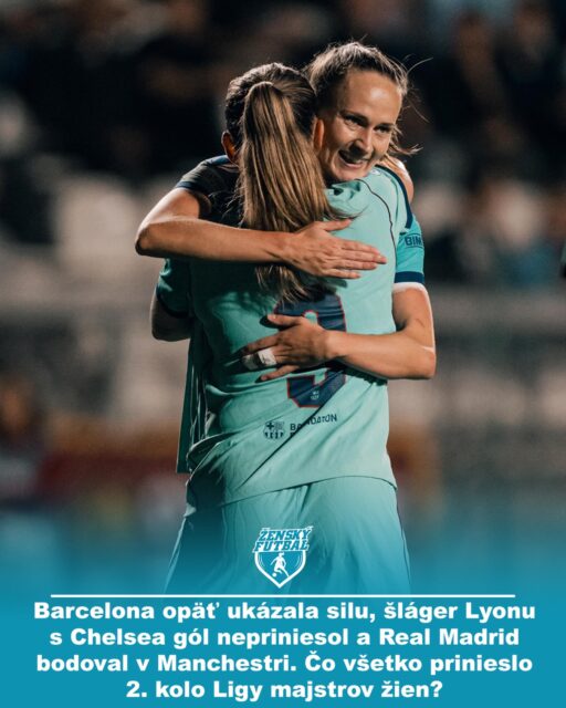 🏆 Barcelona valcuje Európu, šláger v Lyone bez gólov. Druhé kolo Ligy majstrov žien prinieslo 31 gólov! 🔥

🔵🔴 Barcelona rozobrala AS Rím 6:0 a ako jediný tím zostáva po dvoch kolách stopercentná.
🤝 OL Lyonnes 0:0 Chelsea v jednom z najväčších šlágrov kola.
⚪ Real Madrid získal bod na pôde Manchestru City po remíze 1:1.
🇫🇷 PSG odpovedalo na remízu z prvého kola päťgólovou výhrou nad OH Leuven.
🇩🇪 Bayern rozhodol duel s Benficou tromi gólmi v záverečnej dvadsaťminútovke.
⚡ Paris FC zachránilo proti Arsenalu remízu 2:2.
📚 A nechýbali ani historické zápisy - prvé body HB Køge v hlavnej fáze či prvý gól Austrie Viedeň.

⚽ 9 zápasov. 31 gólov. A po dvoch kolách už začína byť boj o postup poriadne zaujímavý.

👉 Kompletné výsledky, strelkyne, hráčky zápasov aj to najdôležitejšie z každého stretnutia nájdeš v našom prehľade na ZenskyFutbal.sk.

#ZenskyFutbal #ZenskyFutbalSK #LigaMajstrov #UWCL #FutbalZeny